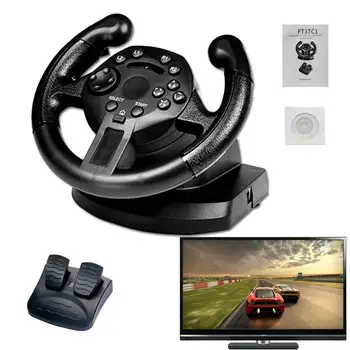 Гоночный руль | Игровой гоночный руль с USB-портом и педалью | Гоночный руль Встроенные двойные вибрационные двигатели для PS3 ПК